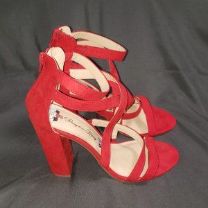 Penny Loves Kenny Heels Red Suede Size 8.5